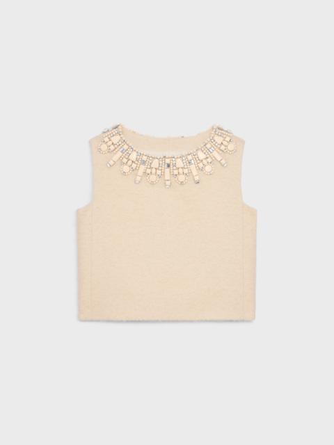 CELINE embroidered top in bouclette natté