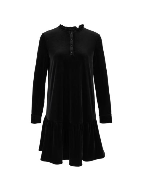 EMPORIO ARMANI ruffled velvet-finish mini dress