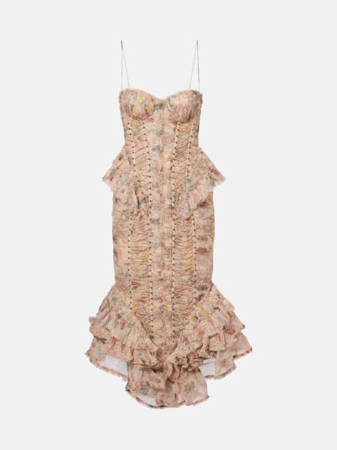 Rebellion floral silk midi dress