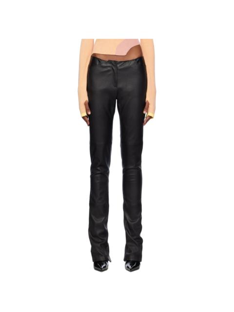 GCDS Black Multi-Zip Leather Pants