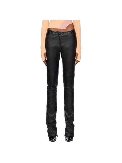 Black Multi-Zip Leather Pants