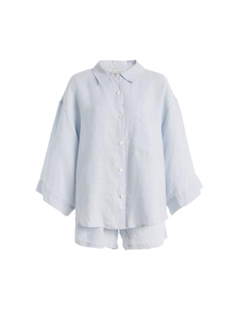 DEIJI STUDIOS 03 Linen Short Set blue