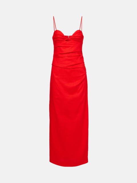 SIR. Noemi ruched linen maxi dress