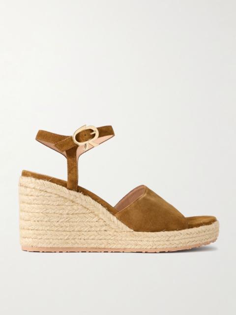 Gianvito Rossi 90 suede espadrille wedge sandals Taupe