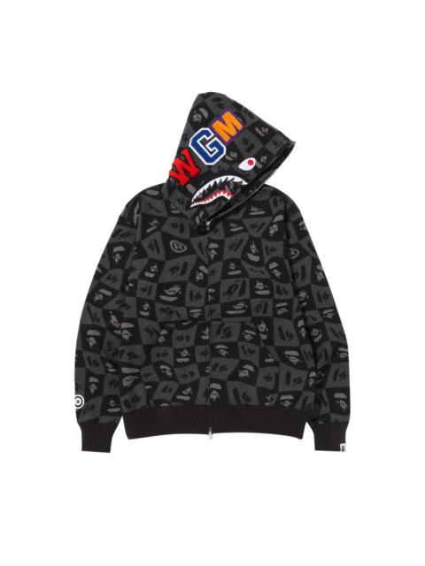 A BATHING APE® BAPE Distortion Shark Relaxed Fit Full Zip Hoodie 'Black'