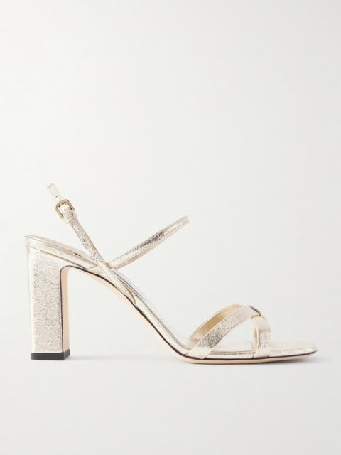 JIMMY CHOO Elsy 85 Metallic Leather Sandals