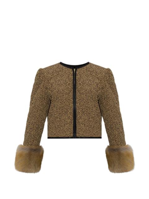 Valentino leopard-print faux-fur trim jacket