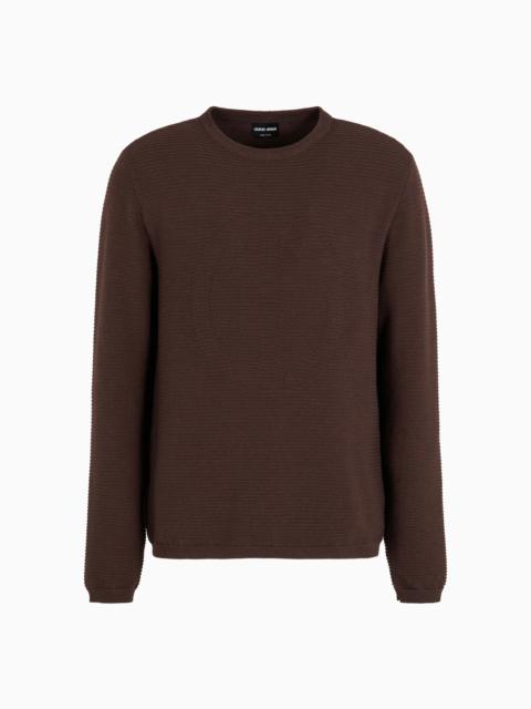 GIORGIO ARMANI Virgin-wool blend crew-neck jumper with jacquard logo
