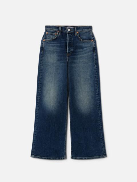 RE/DONE Comfort Stretch High Rise Wide Leg Crop - Smoke Water