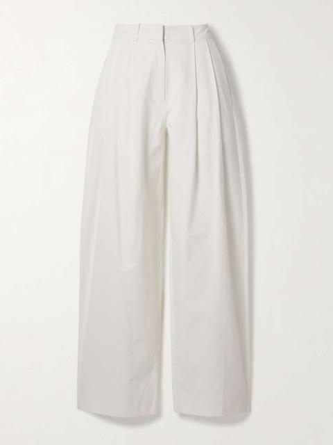 Proenza Schouler Amber pleated crinkled cotton and hemp-blend wide-leg pants