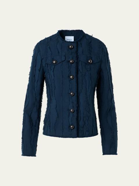 AKRIS Fringed Wave Cotton Jacquard Jacket