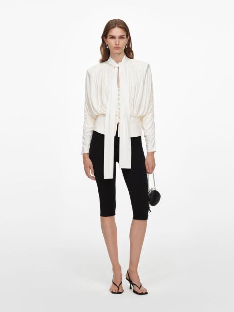 self-portrait Cream Tie Neck Jersey Top