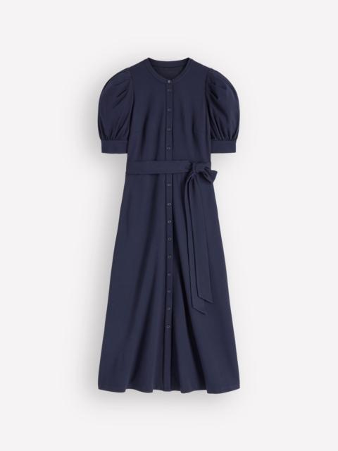 BODEN Puff Sleeve Ponte Shirt Dress-Navy