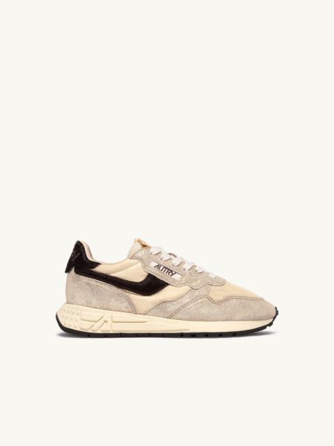AUTRY REELWIND LOW SNEAKERS IN PLATINUM, RUTABAGA AND BROWN NYLON AND SUEDE