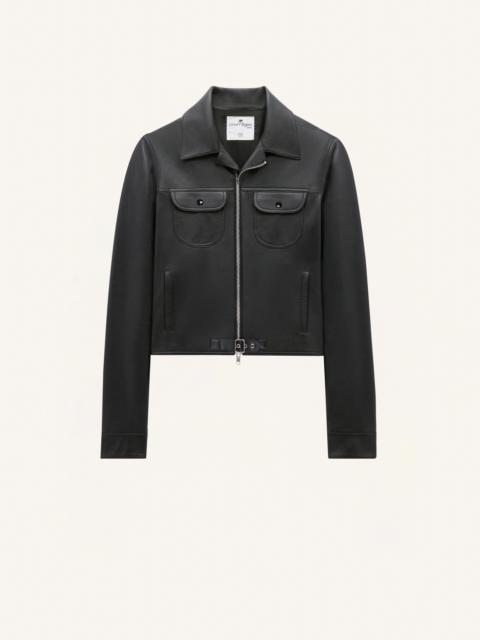 courrèges BUCKLE VINTAGE LEATHER TRUCKER JACKET