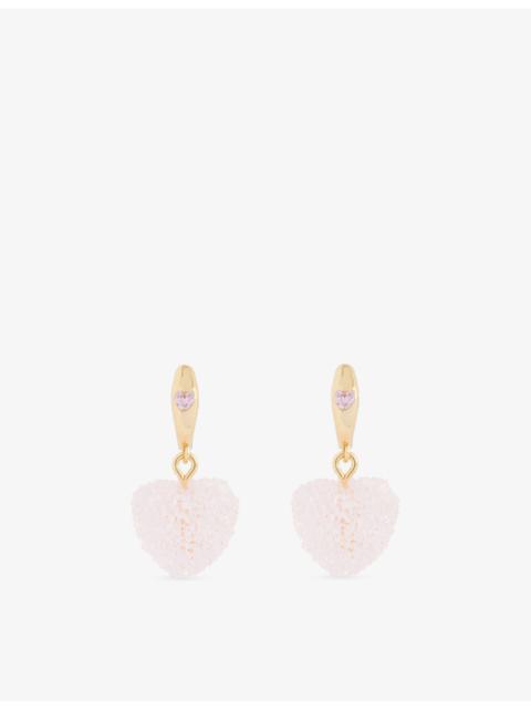 CRYSTAL HAZE Mini Jelly Heart 18ct Yellow-Gold Plated Brass And Cubic-Zirconia Hoop Earrings