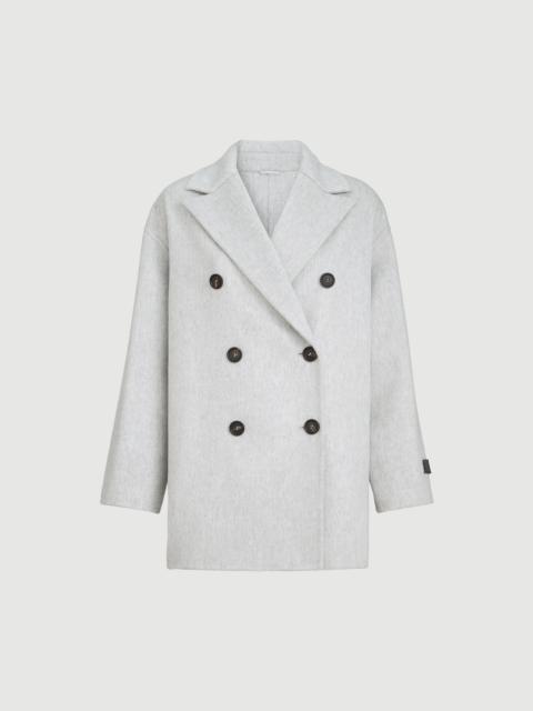 Brunello Cucinelli Cashmere double beaver cloth pea coat with precious patch