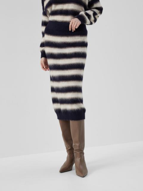 Brunello Cucinelli Mohair, virgin wool and cashmere striped knit skirt