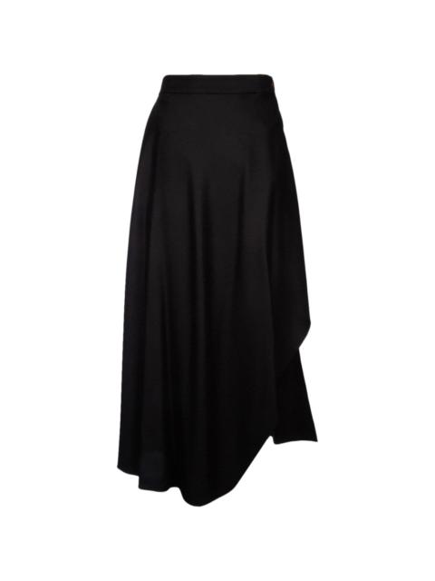 asymmetric cashmere midi skirt