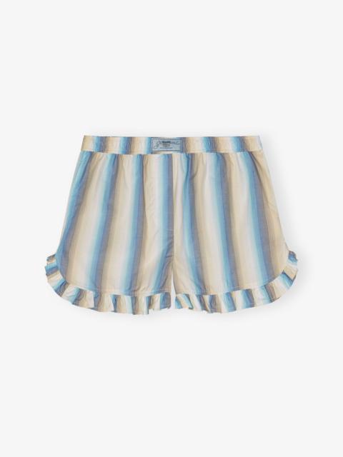 GANNI OMBRE STRIPE RUFFLE SHORTS