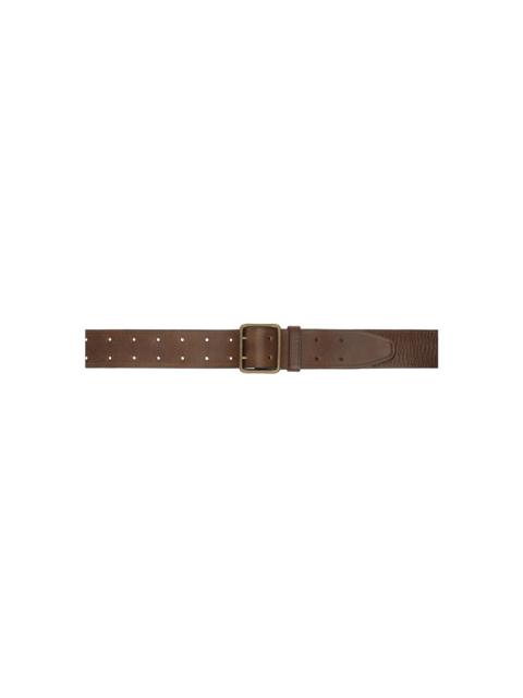 RRL by Ralph Lauren Brown Leather Double-Prong Belt