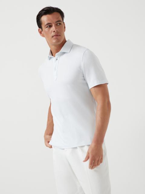 Brunello Cucinelli Cotton and linen piqué polo with shirt-style collar