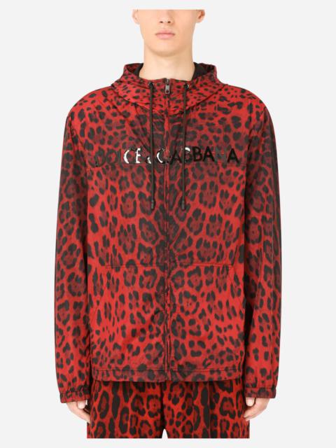 Leopard-print nylon jacket