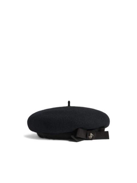 PATOU grosgrain-bow wool beret