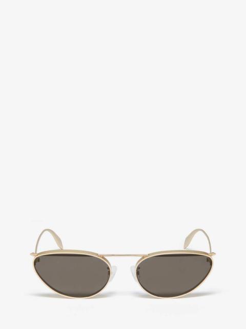 Alexander McQueen Women's Front Piercing Cat-eye Sunglasses in Light Gold/smoke