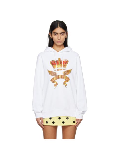 Moschino White Archive Scarves Hoodie