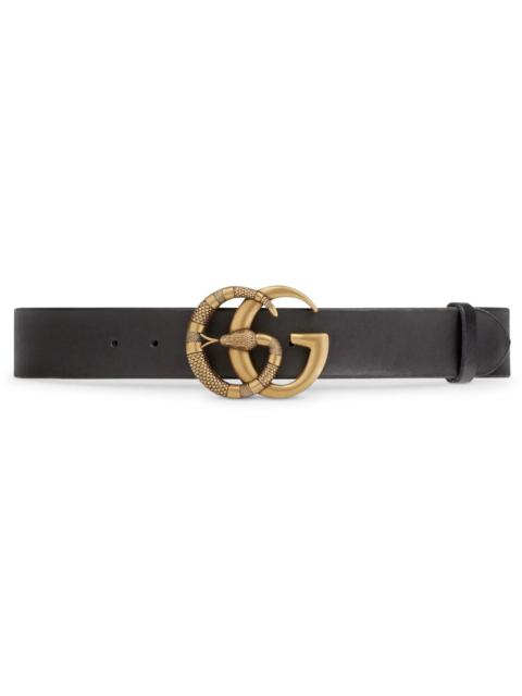 GUCCI Leather belt with Double G buckle with snake