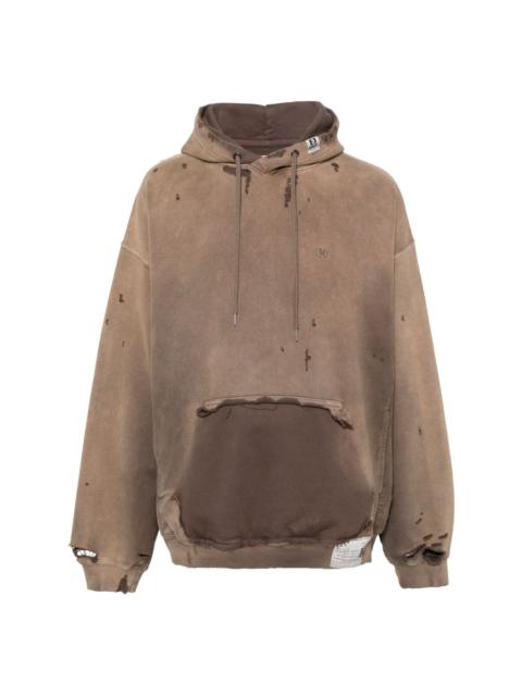 distressed-effect hoodie