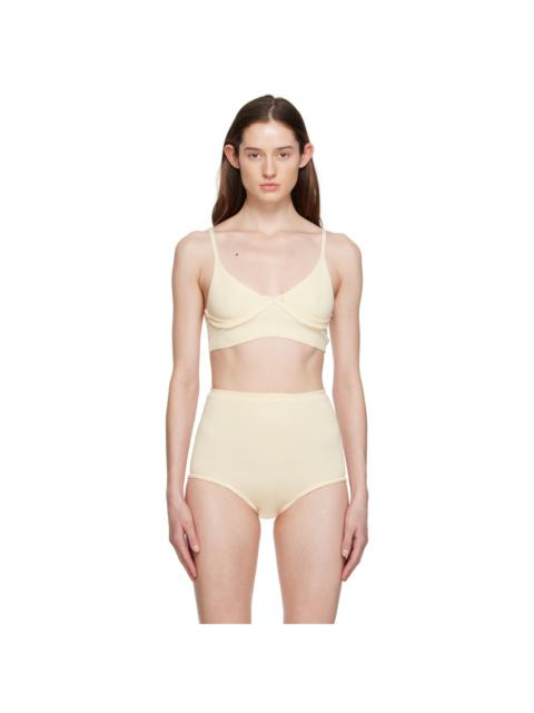 TALIA BYRE Off-White Ribbed Bra