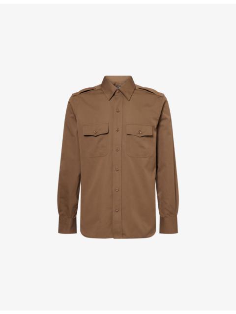TOM FORD Military Patch-Pocket Cotton-Silk Blend Shirt