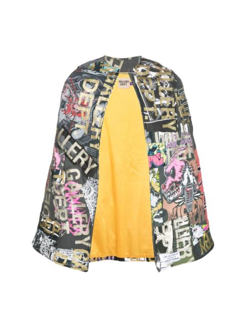 logo-patchwork cotton cape