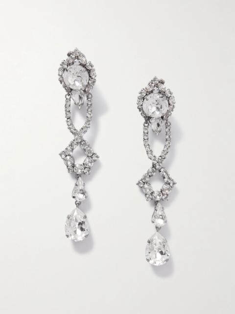 BALENCIAGA Palazzo silver-tone crystal earrings Silver