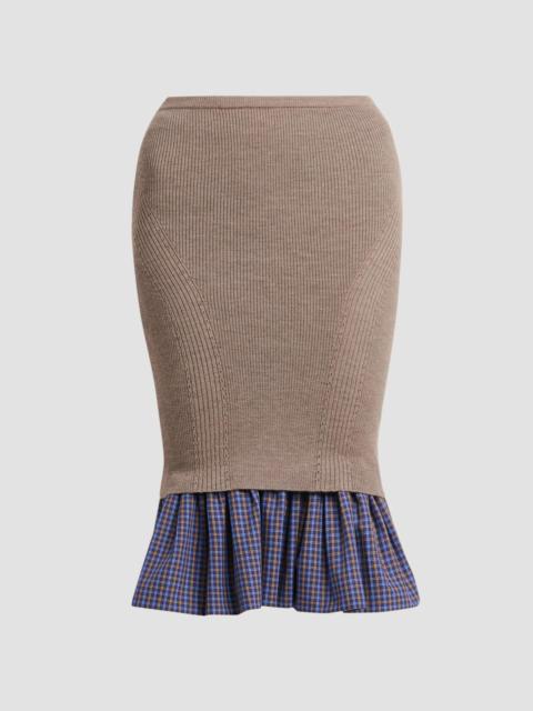 Moschino Women's Contrast-Hem Rib-Knit Wool Pencil Skirt - Multi Beige
