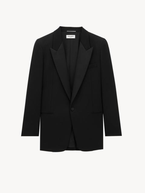 SAINT LAURENT TUXEDO JACKET IN GRAIN DE POUDRE