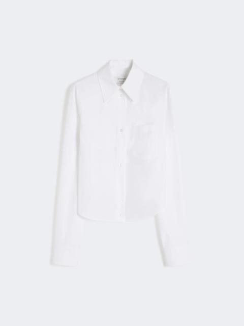 Cotton cropped shirt with pleated back - OPTICAL WHITE