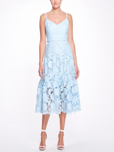 Marchesa 3D FLORAL EYELET DAY DRESS