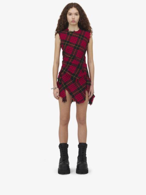 Alexander McQueen Distressed Tartan Mini Dress