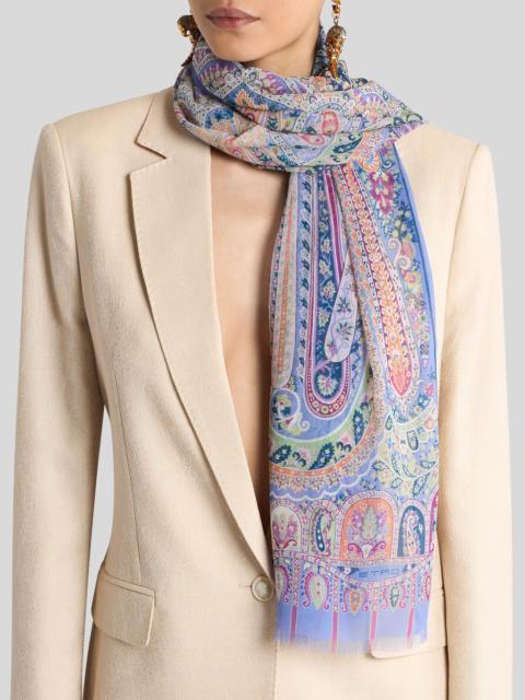 Etro paisley 인쇄 frayed scarf