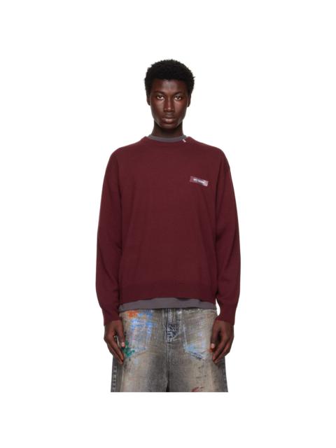 We11done Burgundy Logo Knit Pullover Sweater