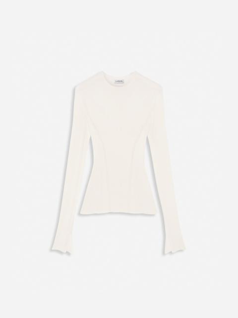 Lanvin RIBBED SILK AND CASHMERE ROUND-NECK TOP