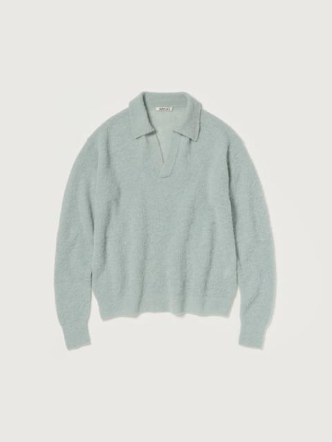 AURALEE BABY SURI ALPACA SHEER KNIT SKIPPER POLO