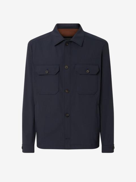 CORNELIANI Dark blue technical wool overshirt