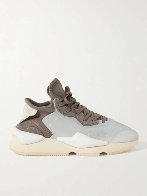 Y-3 Kaiwa Neoprene-Trimmed Full-Grain Leather Sneakers