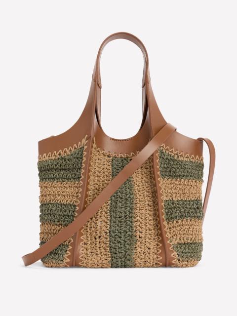 BODEN Mini Straw Tote-Khaki/Natural Stripe