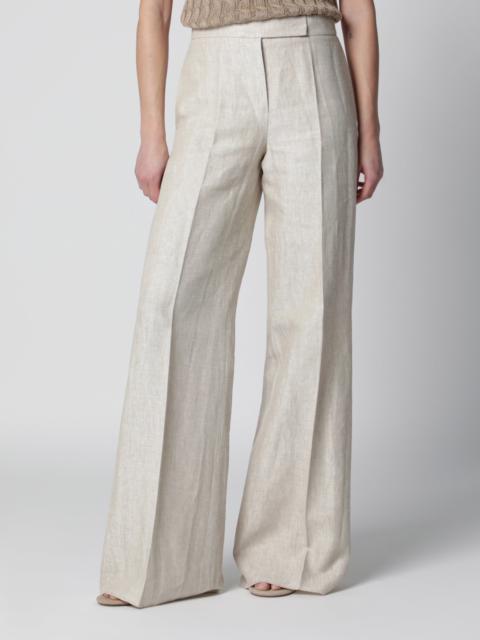 Max Mara Wide-leg trousers in brown/grey linen drill