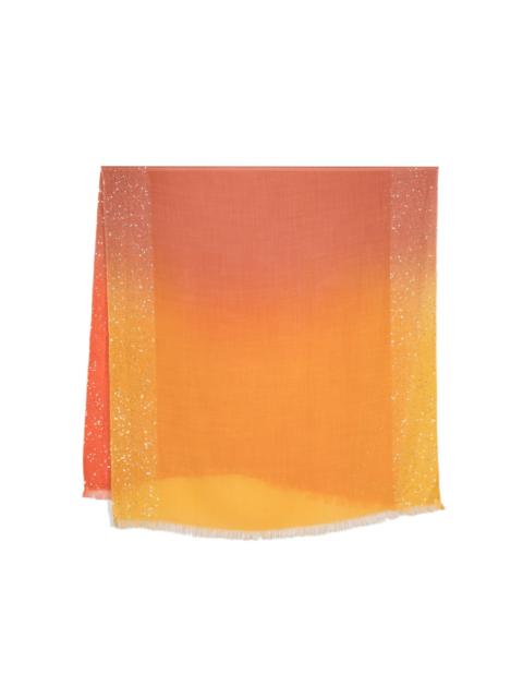 ombré-effect frayed scarf